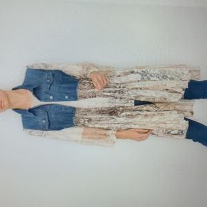 Origami Denim Lace Duster Cardigan